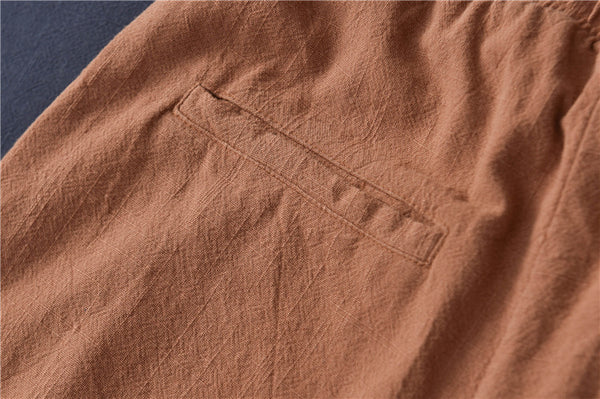 Women Linen and Cotton Comfort Style Tapered Pants
