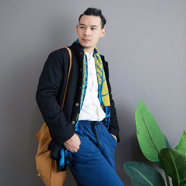 Men Simple Pure Color Style Linen and Cotton Quilted Jacket