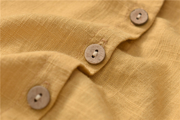 Women Casual Style Sand-washed Linen and Cotton Long Sleeve Shirt