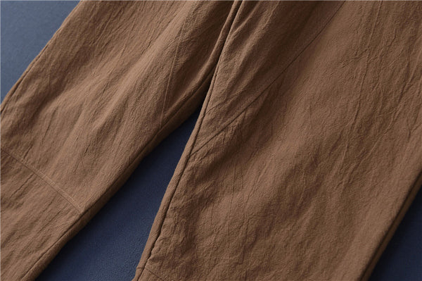 Women Linen and Cotton Quilted Tapered Pants