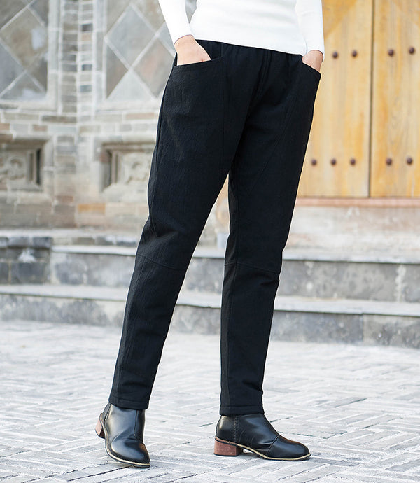 Women Linen and Cotton Quilted Tapered Pants