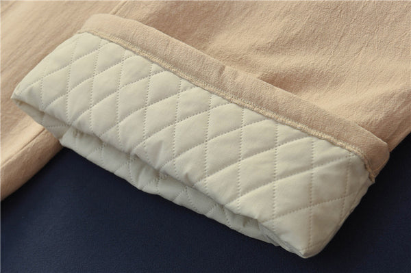 Women Linen and Cotton Wide Leg Quilted Pants