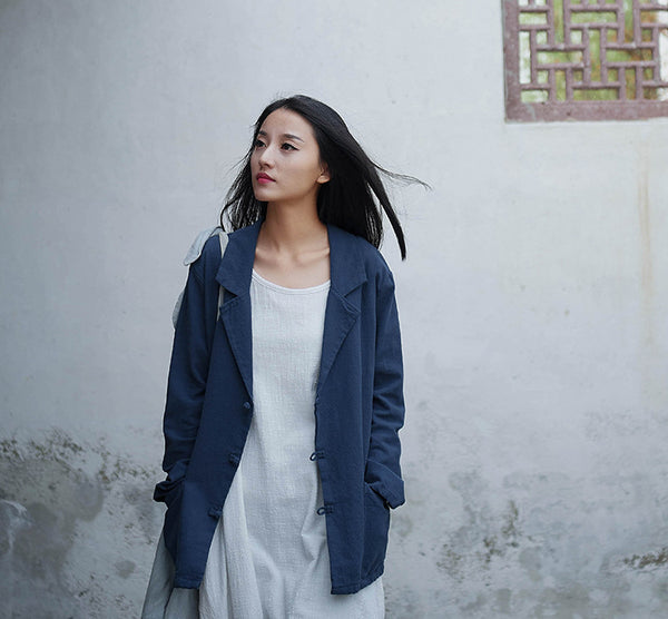 Women Casual Style Linen and Cotton Jacket