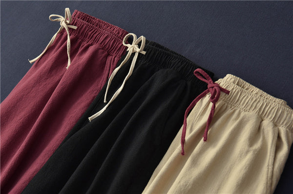 Women Linen and Cotton Sand-Washed Lantern Style Pants