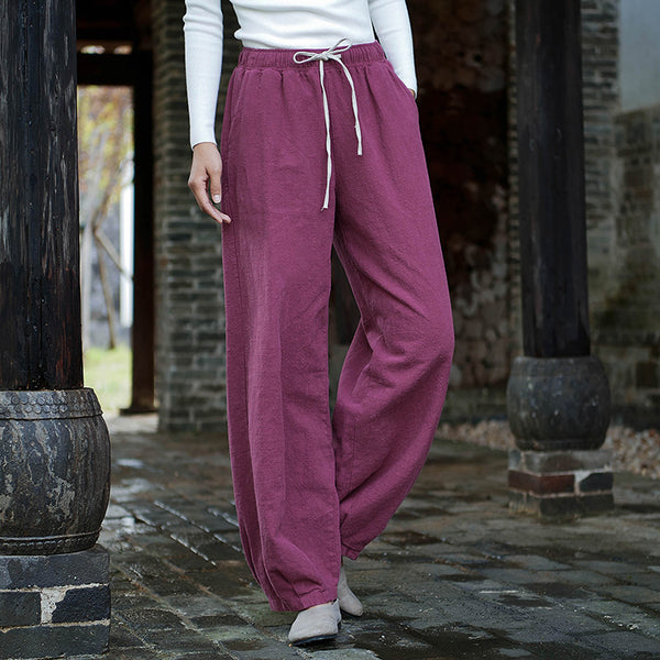 Women Linen and Cotton Sand-Washed Lantern Style Pants