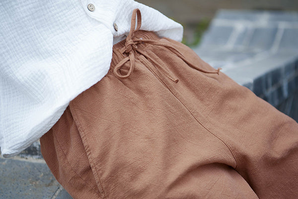 Women Linen and Cotton Comfort Style Tapered Pants