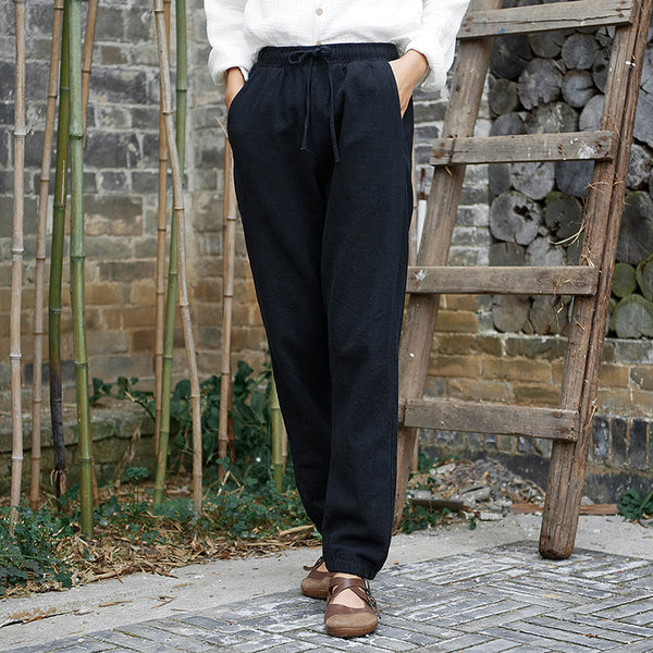 Women Linen and Cotton Comfort Style Tapered Pants