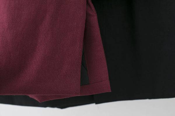 Men Asian KungFu Style Middle Length Linen and Cotton Quilted Coat