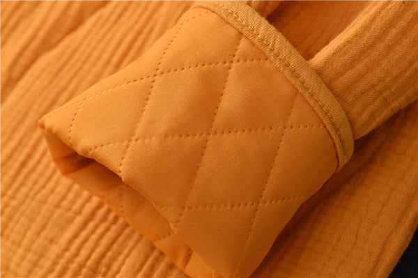 Women Casual Style Wrinkle Linen and Cotton Long Sleeve Quilted Cardigan Shirt