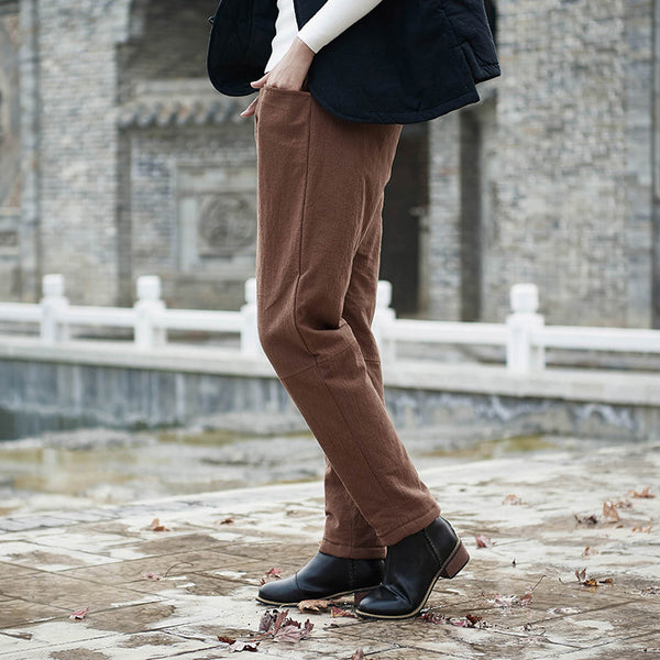 Women Linen and Cotton Quilted Tapered Pants
