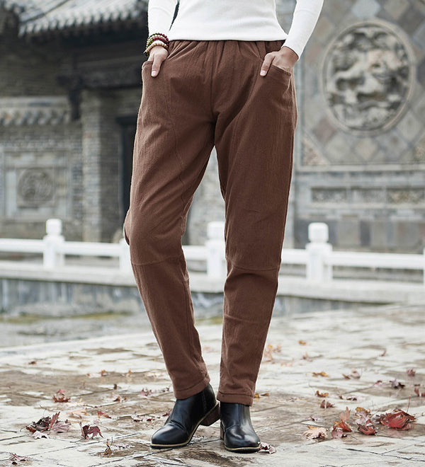 Women Linen and Cotton Quilted Tapered Pants