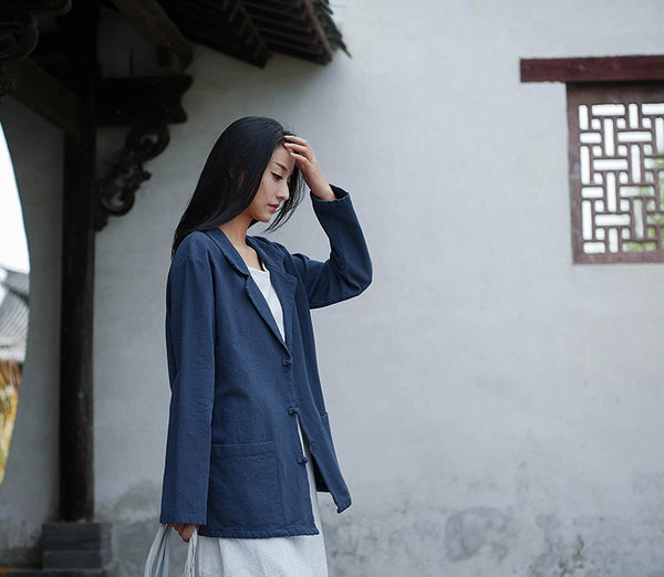 Women Casual Style Linen and Cotton Jacket