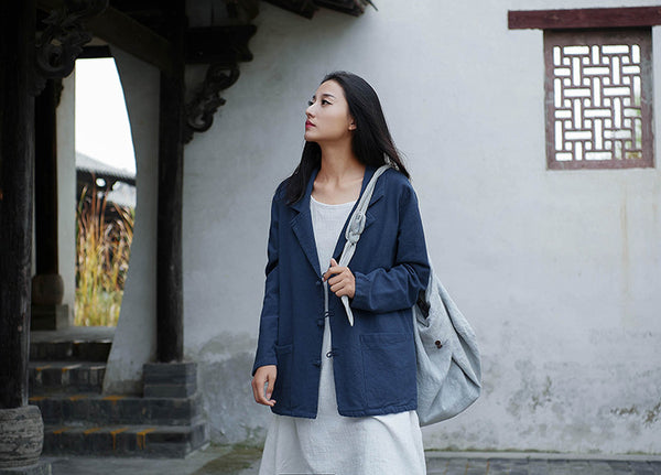 Women Casual Style Linen and Cotton Jacket