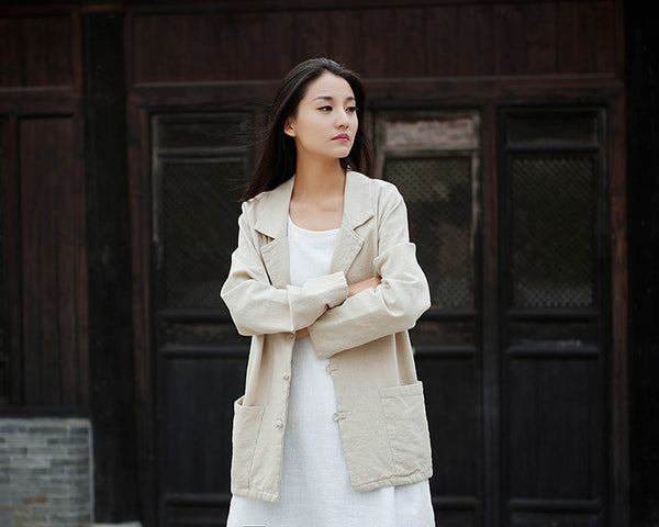 Women Casual Style Linen and Cotton Jacket