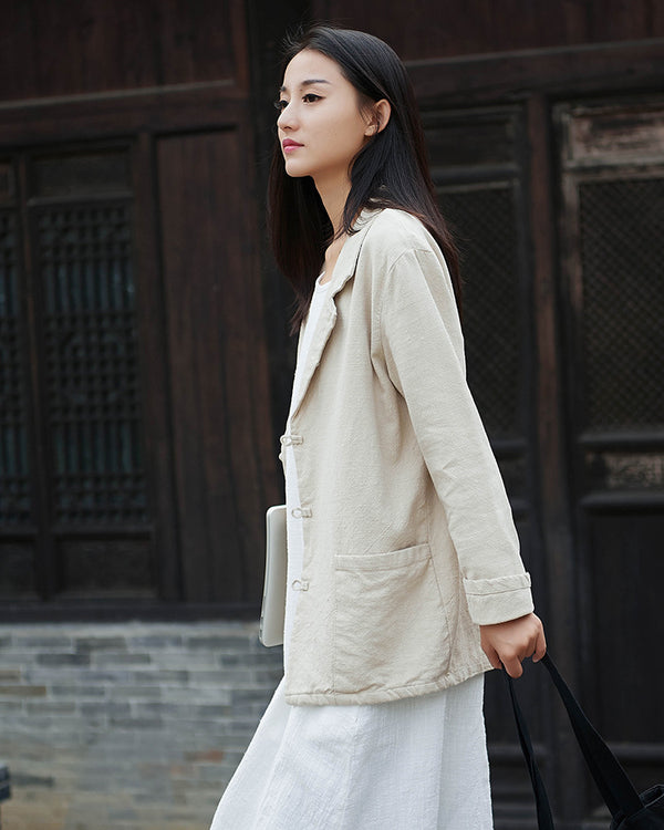 Women Casual Style Linen and Cotton Jacket