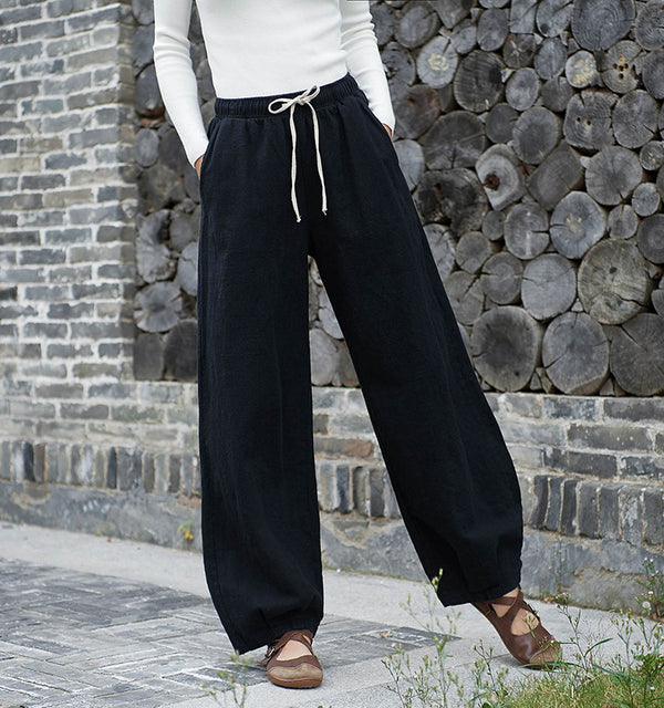 Women Linen and Cotton Sand-Washed Lantern Style Pants