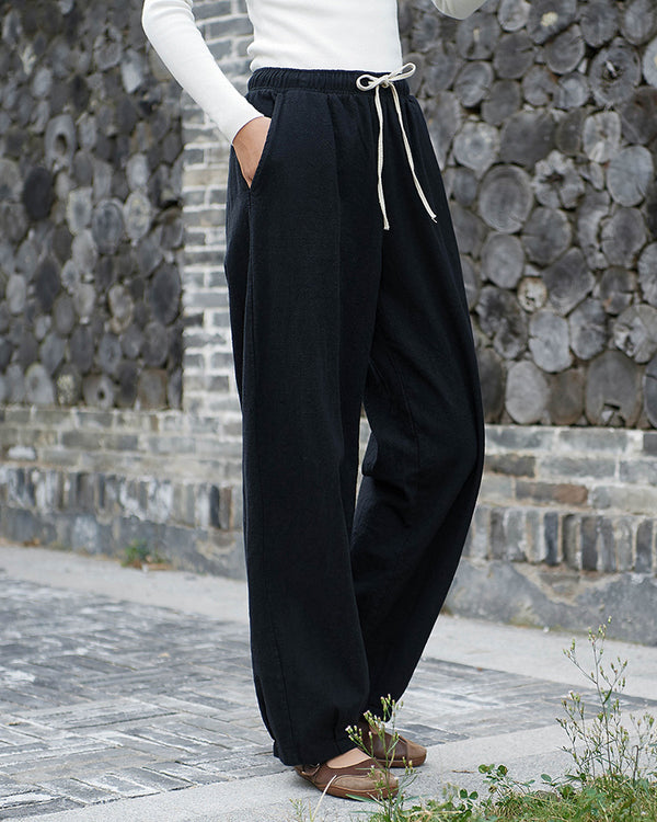 Women Linen and Cotton Sand-Washed Lantern Style Pants