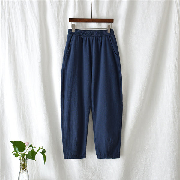 Women Linen and Cotton Comfort Style Cropped Pants