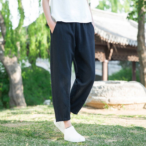 Women Linen and Cotton Comfort Style Cropped Pants