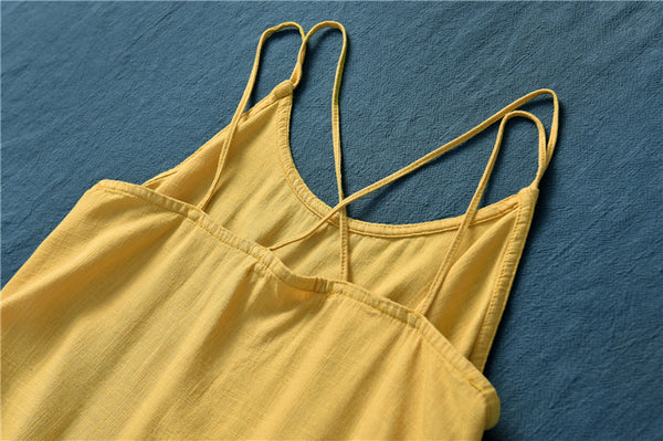 Women Simple Casual Linen and Cotton Tank