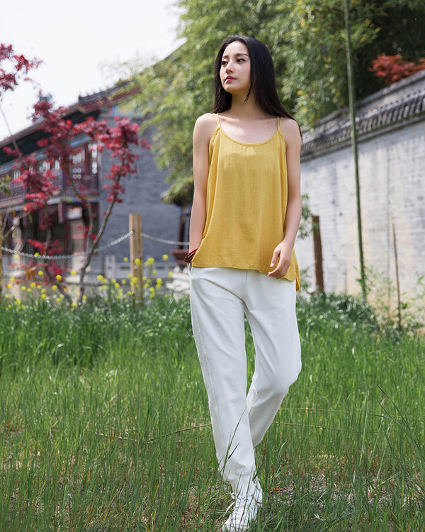 Women Simple Casual Linen and Cotton Tank