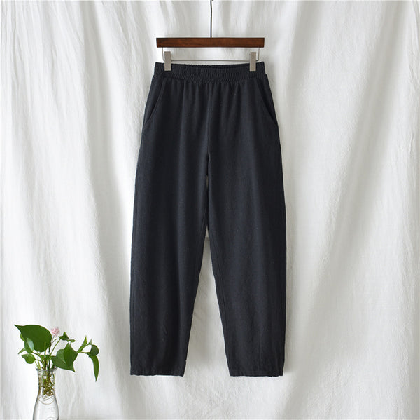 Women Linen and Cotton Comfort Style Cropped Pants