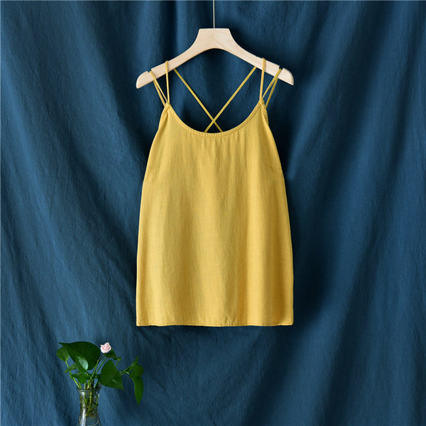 Women Simple Casual Linen and Cotton Tank