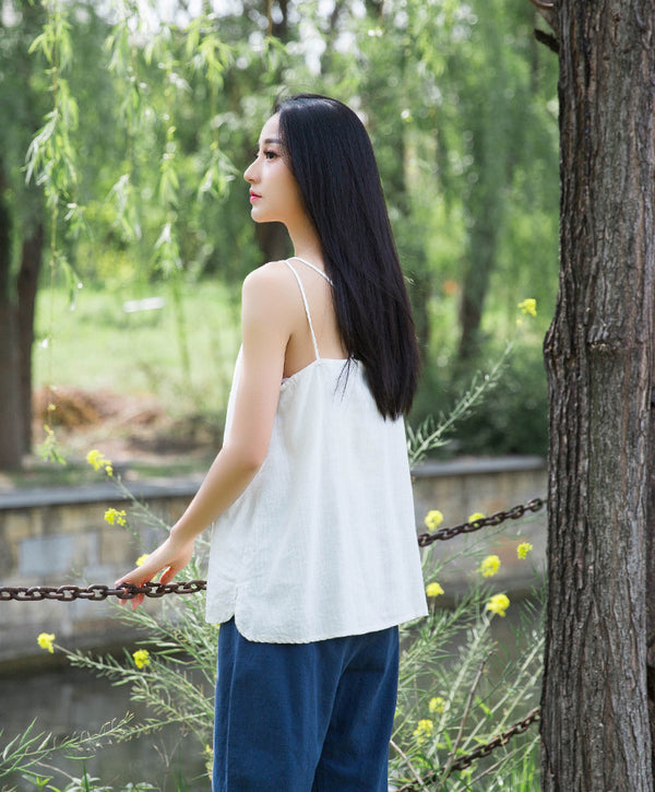 Women Simple Casual Linen and Cotton Tank