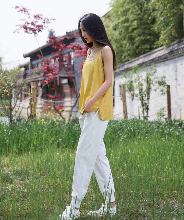 Women Simple Casual Linen and Cotton Tank