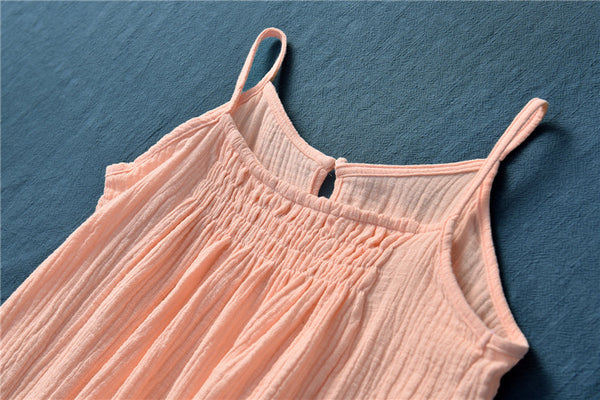 Women Casual Wrinkled Linen and Cotton Tank