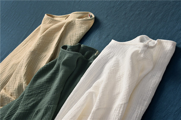 Women Retro Style Linen and Cotton Long Sleeve Loose T-shirt