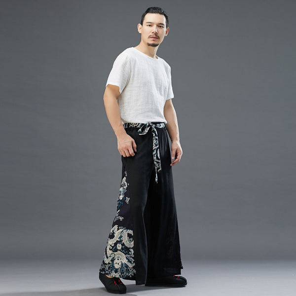 Men Pure Color Thin Wrinkled Linen and Cotton T-shirt