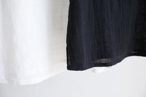 Men Pure Color Thin Wrinkled Linen and Cotton T-shirt