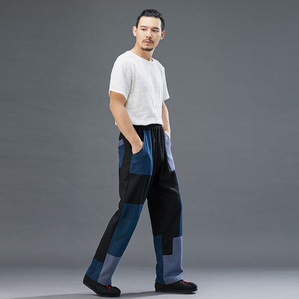 Men Pure Color Thin Wrinkled Linen and Cotton T-shirt