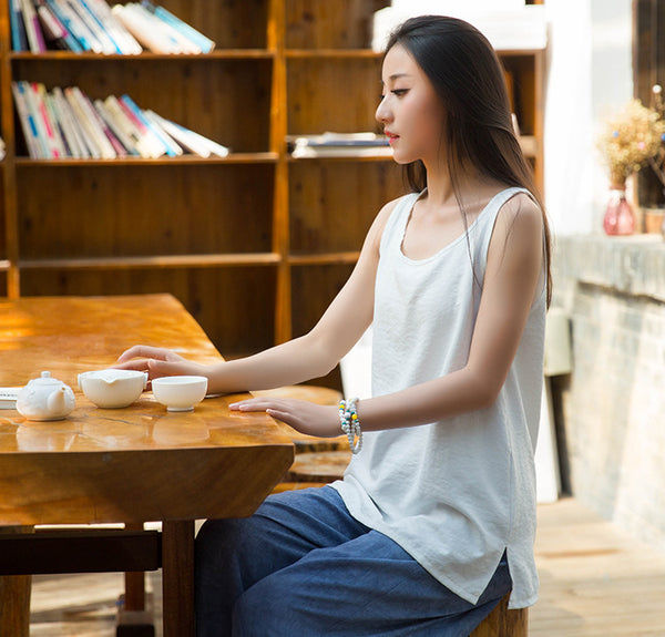 Women Simple Casual Cupro Fibre Tank