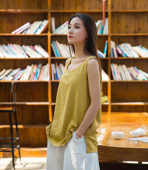 Women Simple Casual Cupro Fibre Tank