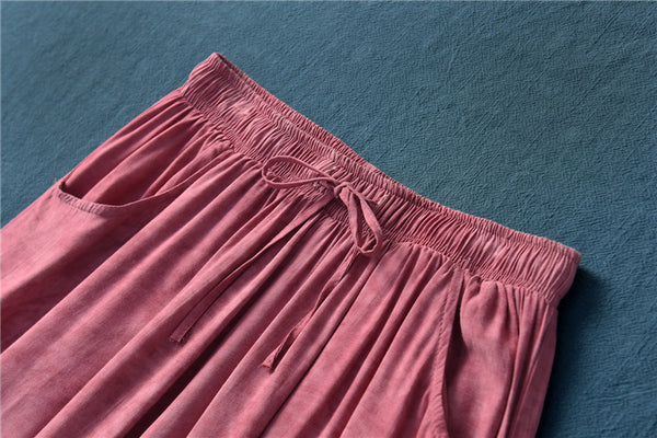 Women TENCELL Tie Dye Yoga Style Wide Legs Pants