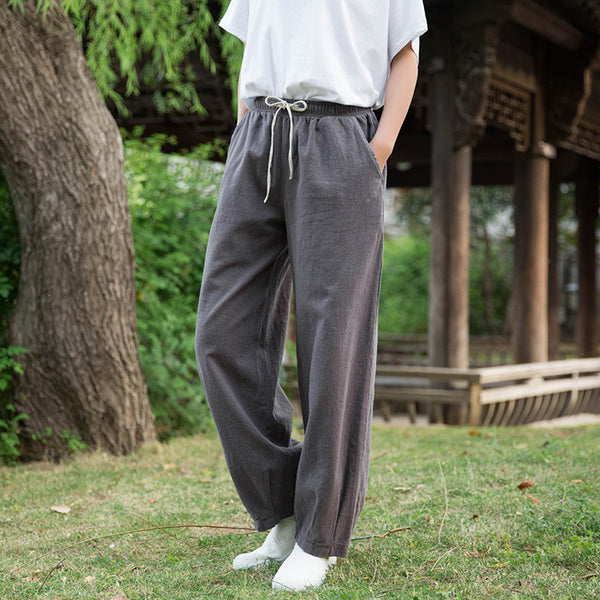 Women Loose Style Water-washed Linen and Cotton Lantern Pants