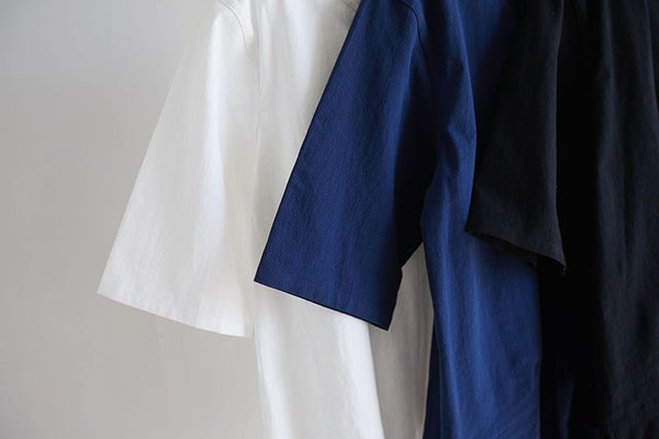 Men Modern Aisian Style Linen and Cotton Top Buckle Short Sleeve T-shirt