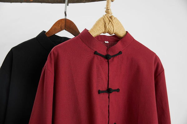 Men Classic Style Linen and Cotton Long Sleeve KungFu Set (Top + Pants)