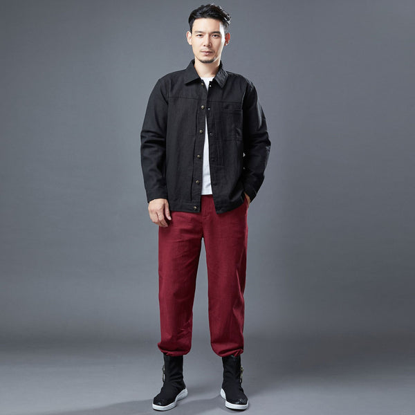 Men Classic Style Linen and Cotton Long Sleeve Jacket