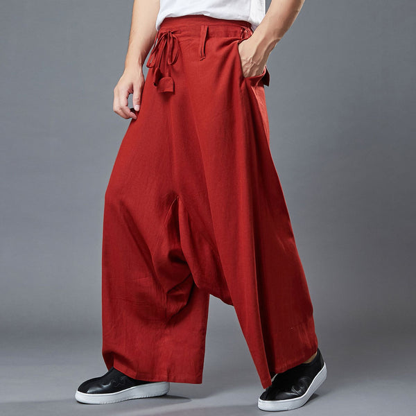 Men Loose Style Wide Leg Opening Pants