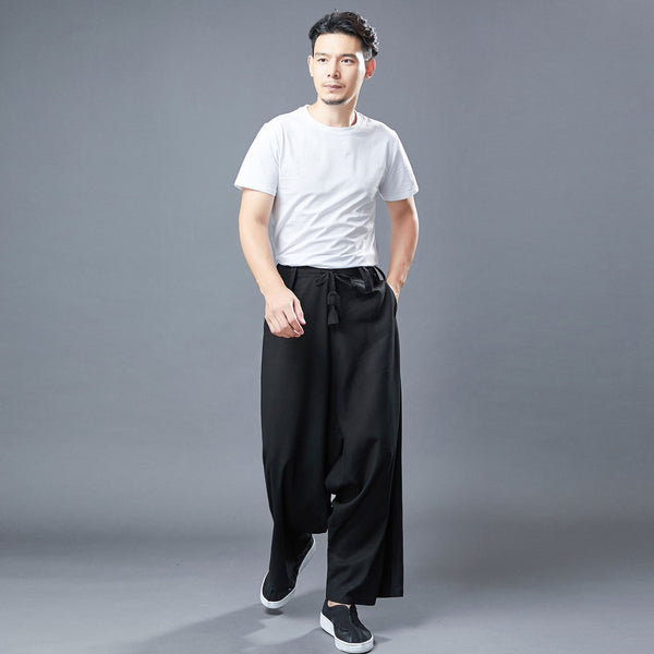 Men Loose Style Wide Leg Opening Pants