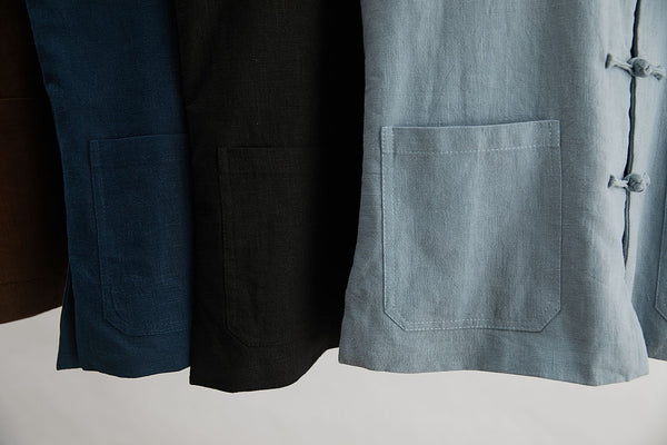Men Asian Style Pure Color Linen and Cotton Vest (Inner with Velvet)