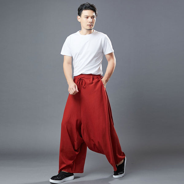 Men Loose Style Wide Leg Opening Pants