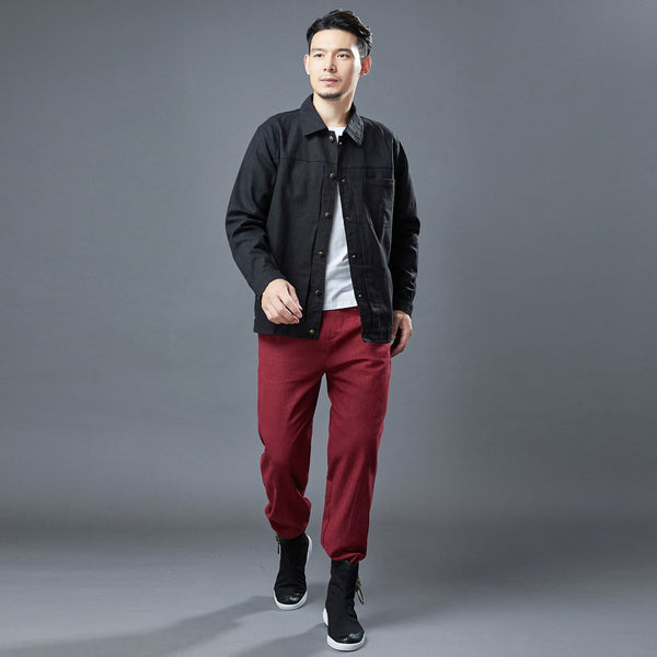 Men Classic Style Linen and Cotton Long Sleeve Jacket