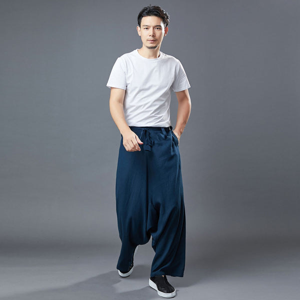 Men Loose Style Wide Leg Opening Pants