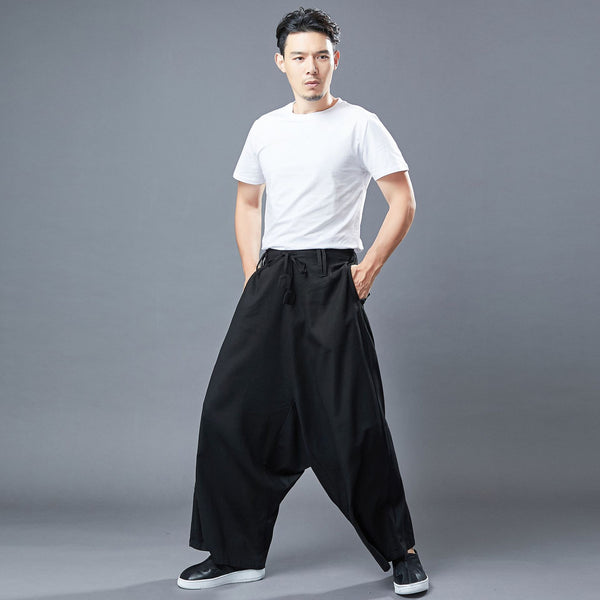 Men Loose Style Wide Leg Opening Pants