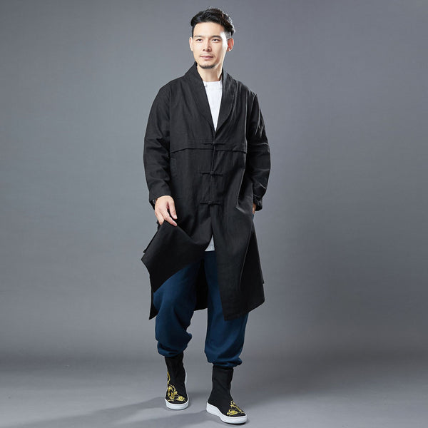 Men Retro Classic Style Linen and Cotton Coat