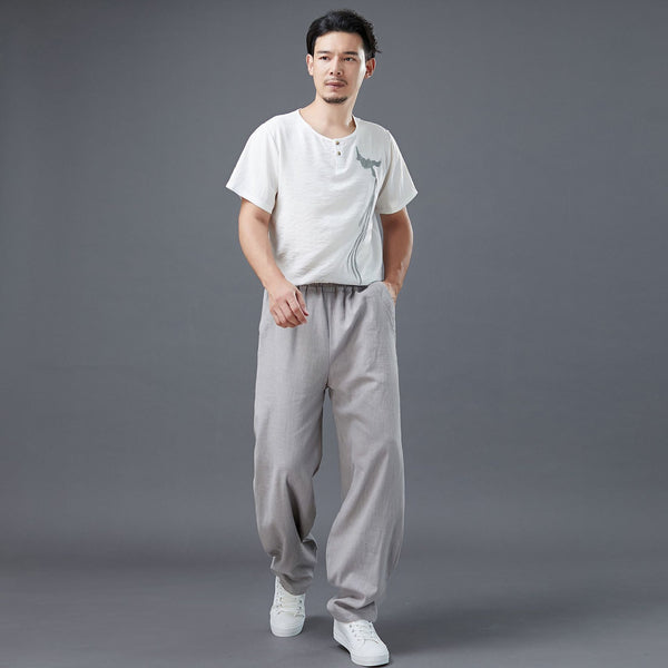 Men New Style Back Big Pocket Straight Pants